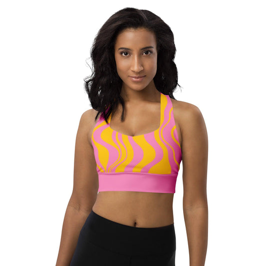 Sports Bra (recycled) - WAVY pink yellow - SHALMIAK