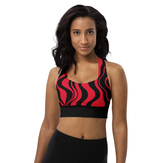 Sports Bra (recycled) - WAVY red black - SHALMIAK