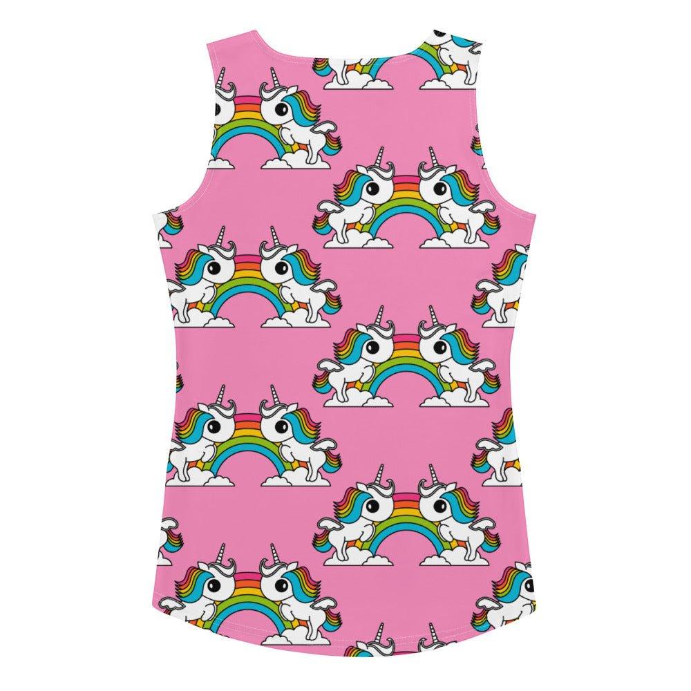 UNIQUE pink - Tank Top with unicorns and rainbows - SHALMIAK