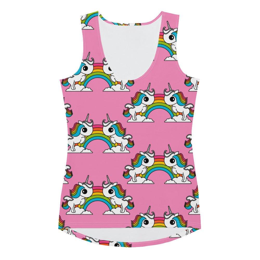 UNIQUE pink - Tank Top with unicorns and rainbows - SHALMIAK