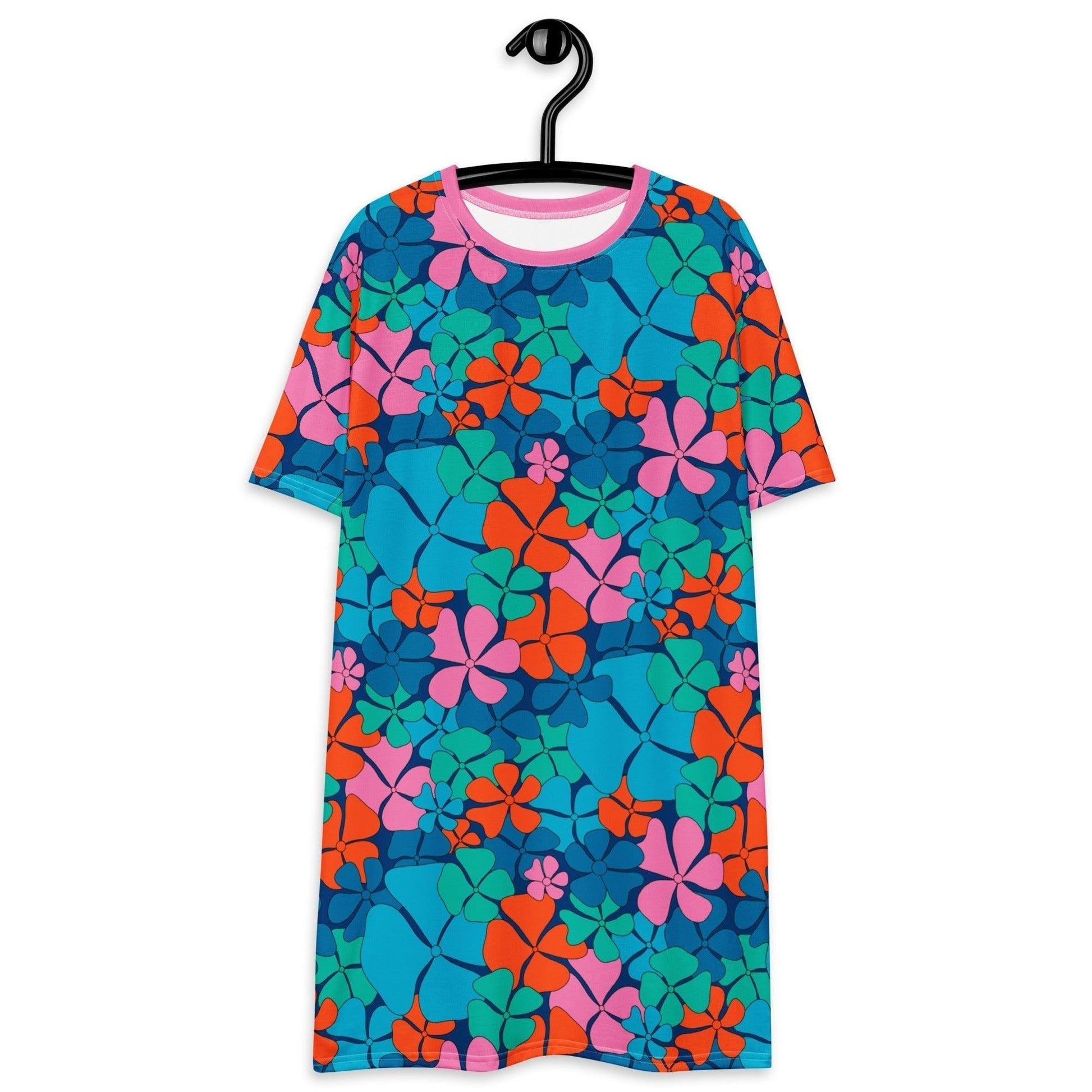 ADELIE orange blue - T-Shirt Dress - SHALMIAK