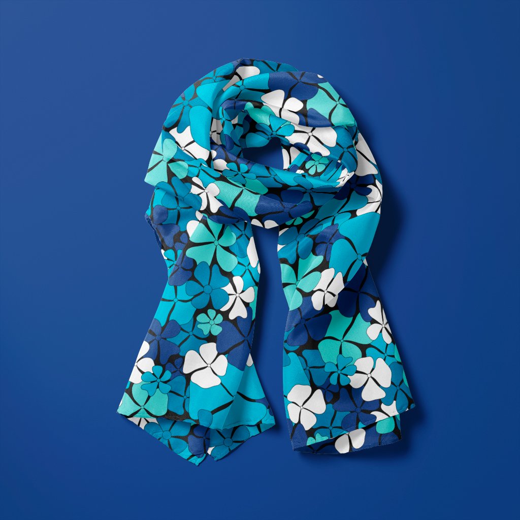 Scarf - ADELIE blue - Wild floral print