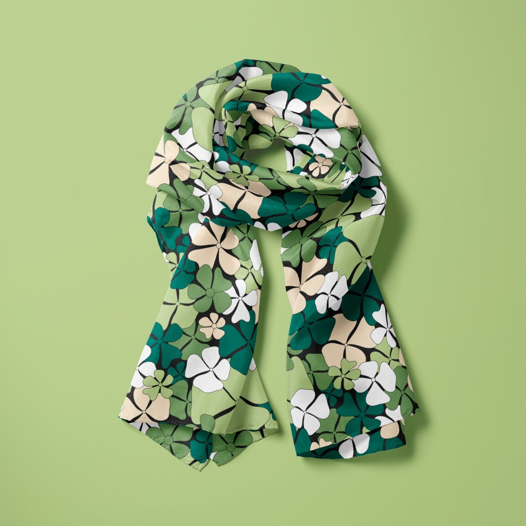 Scarf - ADELIE green - Wild floral print