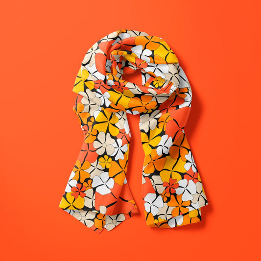 Scarf - ADELIE orange - Wild floral print