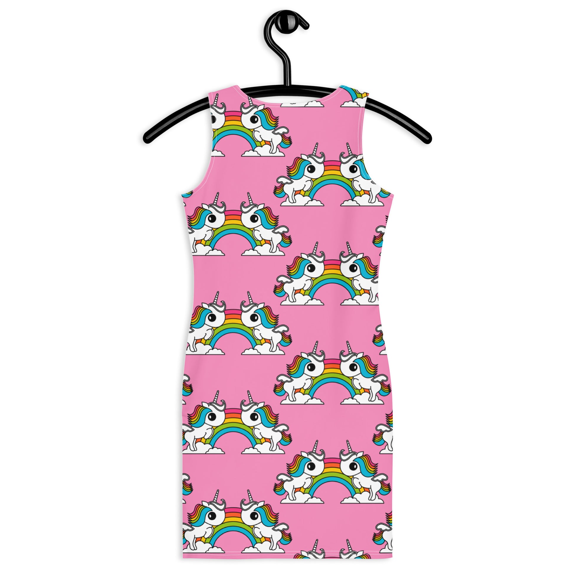 UNIQUE pink - Fitted Dress with unicorns and rainbows