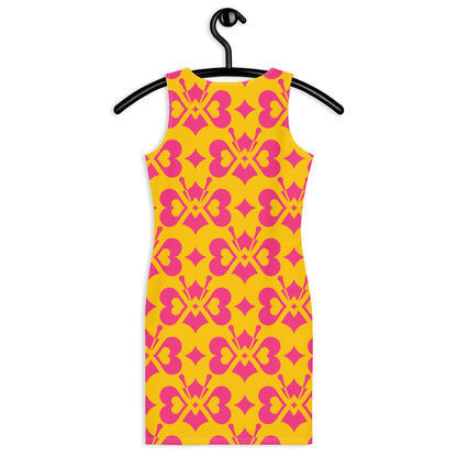 LOVE BUTTERFLY yellow pink - Fitted Dress