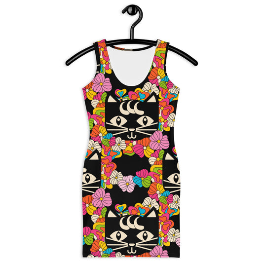 MAGICAT black- Fitted Dress with black cats