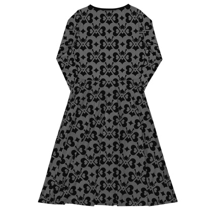 LOVE BUTTERFLY black - Midi dress with long sleeves and handy pockets