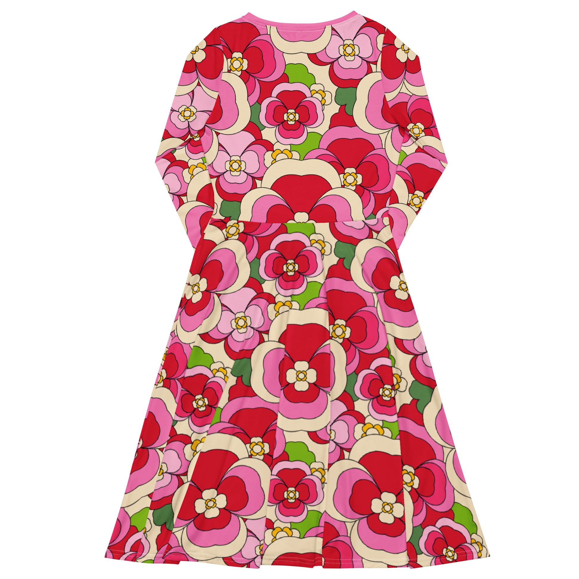 PANSY FANTASY pink - Midi dress with long sleeves and handy pockets