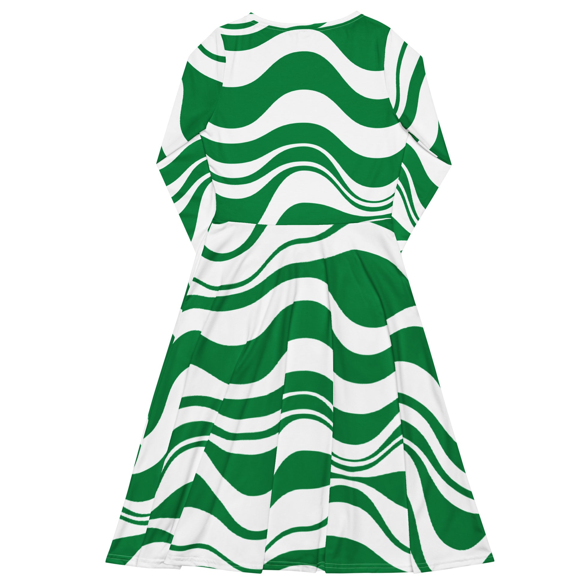 ENERGY WAVES green - Midi dress with long sleeves and handy pockets