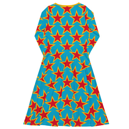 ELLIE STAR turquoise - Midi dress with long sleeves and handy pocketsdress