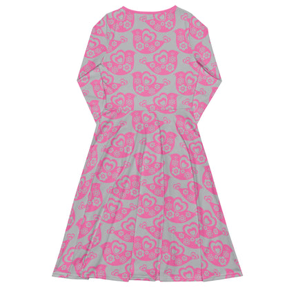 TWEET LOVE pink grey - Midi Dress With Pockets