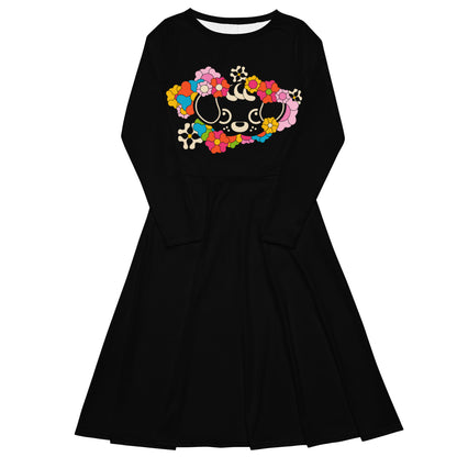 FUNKYPUP black - just pup - Midi dress with long sleeves and handy pockets