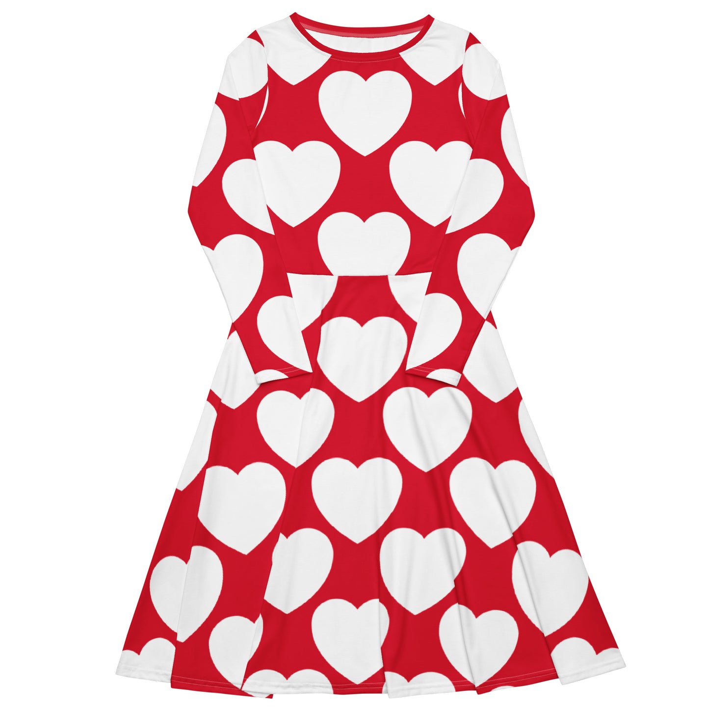 ELLIE LOVE redwhite - Midi dress with long sleeves and handy pockets - SHALMIAK