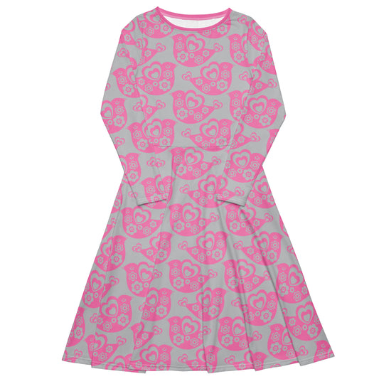 TWEET LOVE pink grey - Midi Dress With Pockets