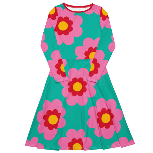 FANCY BLOOM pink mint - Midi Dress With Pockets