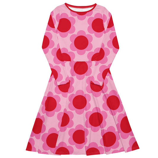 Midi dress - ELLIE red - Classic floral print