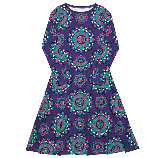 Midi dress - FOREVERMORE summer violet - Romantic flower and heart print