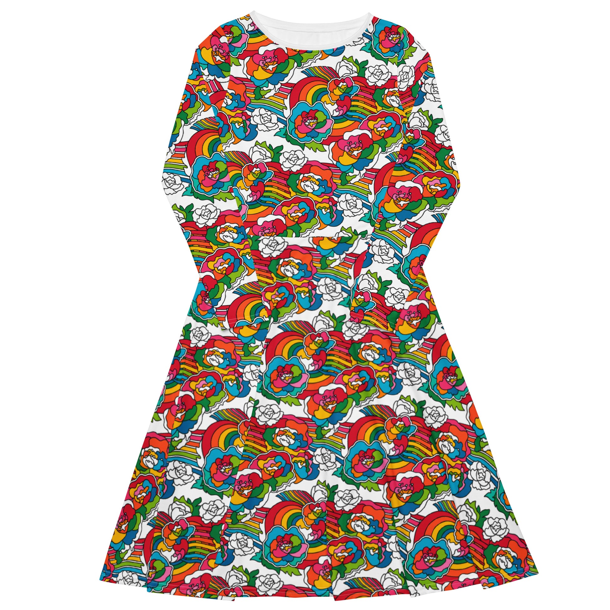 Midi dress - RAINBOW-NEL - Joyful rainbow print 6XL