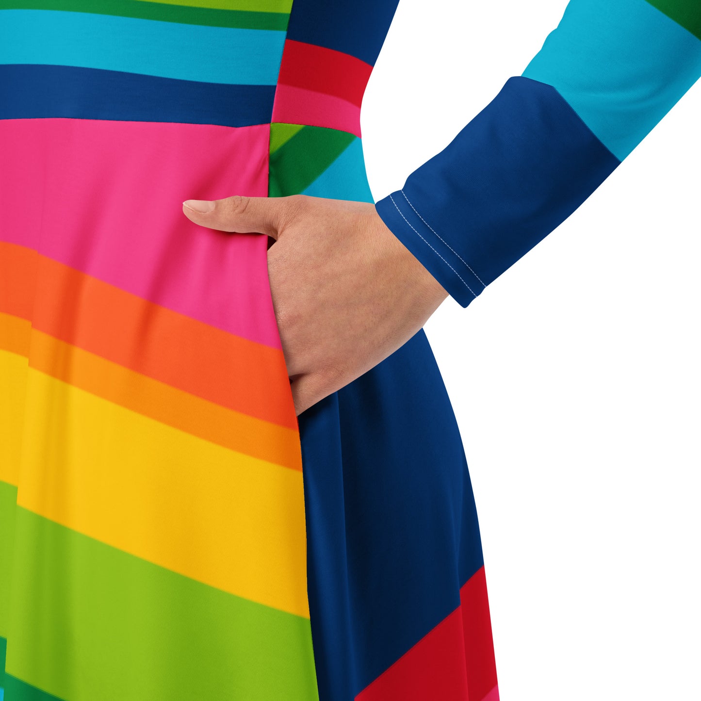 ELLIE rainbow stripe - Pitkähihainen midi-mekko taskuilla