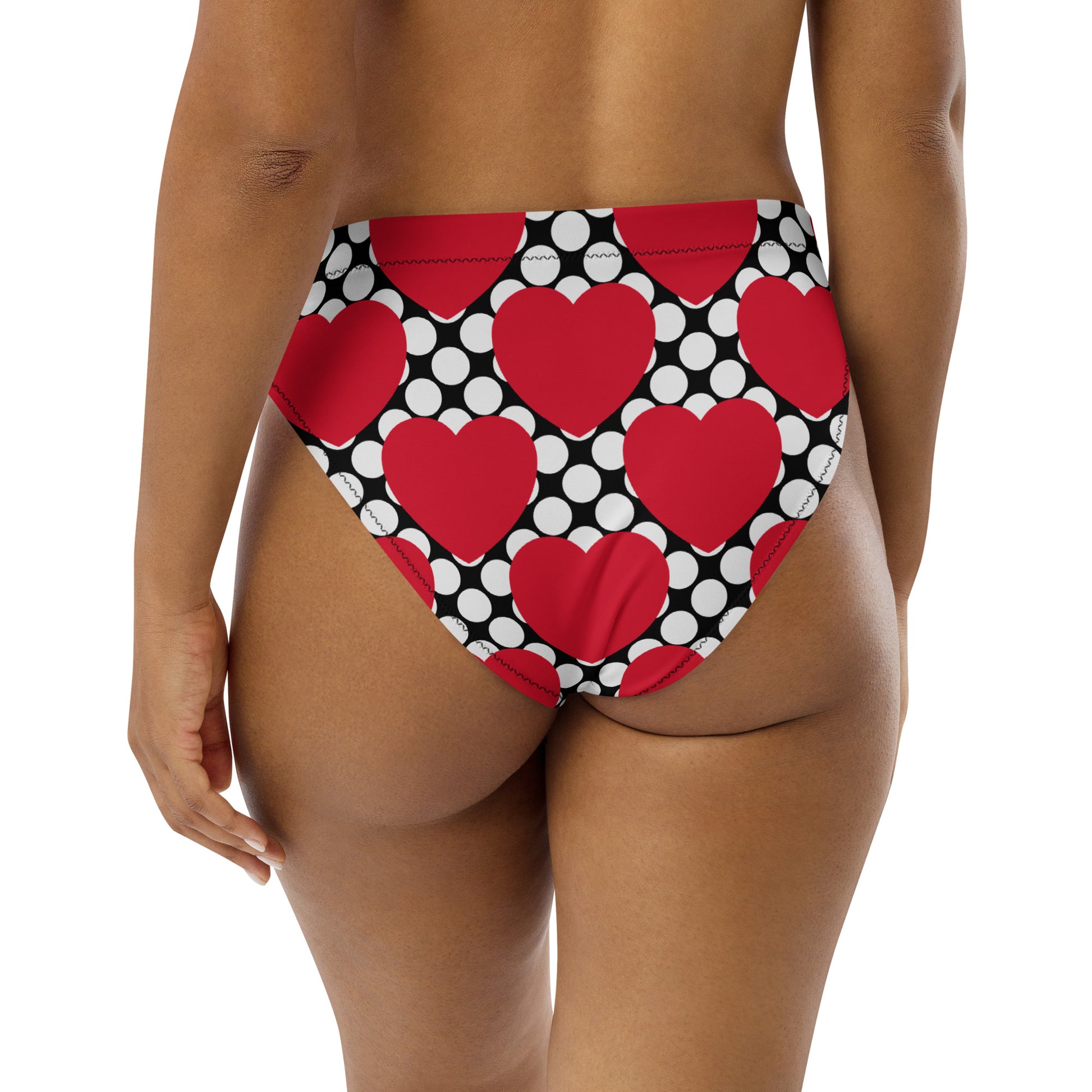 Bikini bottom with high waist (recycled) - ELLIE LOVE DOT red black - SHALMIAK