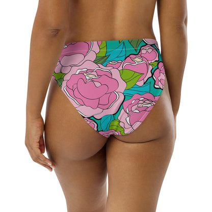 Bikini bottom with high waist (recycled) - BE MY ONLY pink turquoise - SHALMIAK