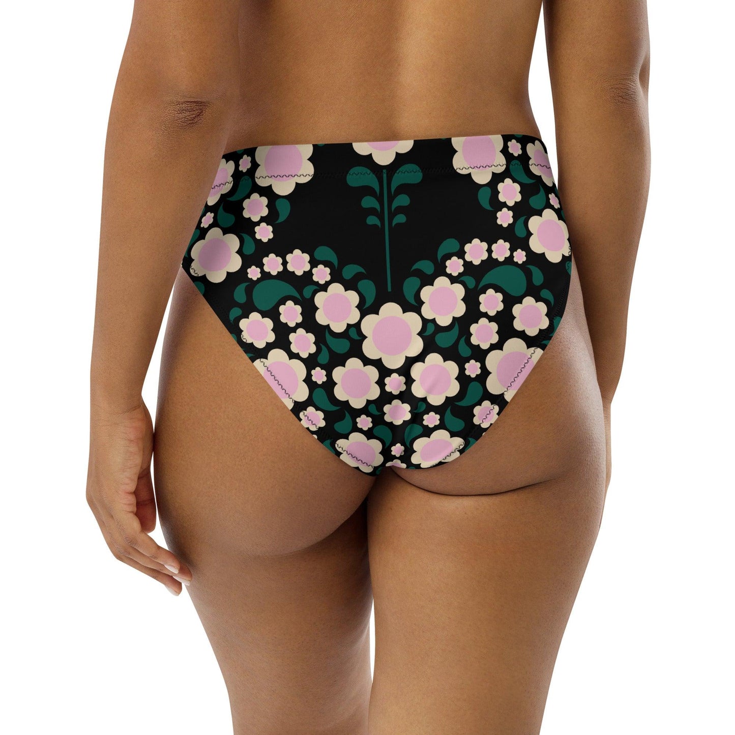 Bikini bottom with high waist (recycled) - HEARTBEAT pink black - SHALMIAK