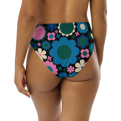 Bikini bottom with high waist (recycled) - BLOOMPOP blue pink - SHALMIAK