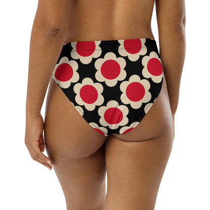 Bikini bottom with high waist (recycled) - ELLIE red black - SHALMIAK