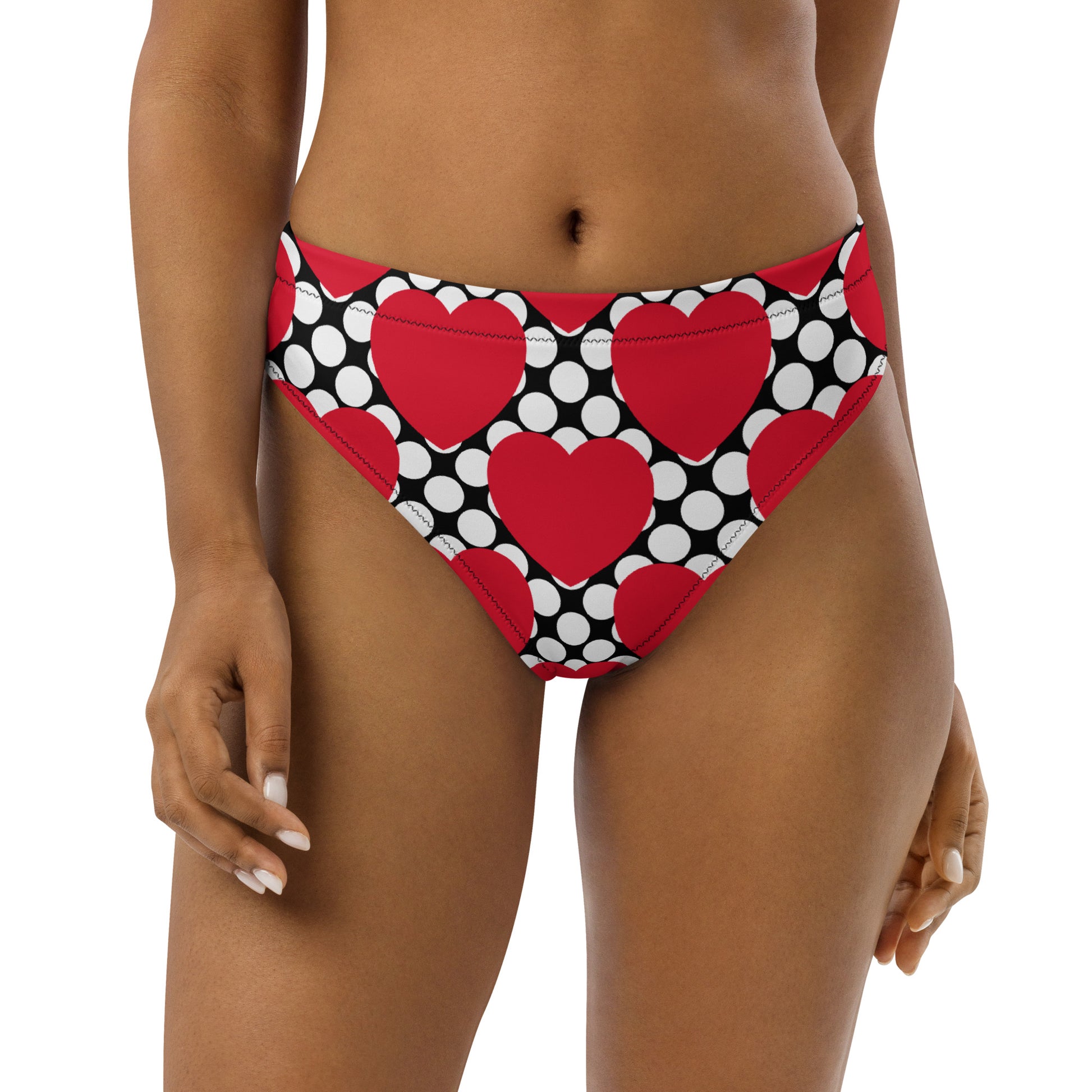 Bikini bottom with high waist (recycled) - ELLIE LOVE DOT red black - SHALMIAK