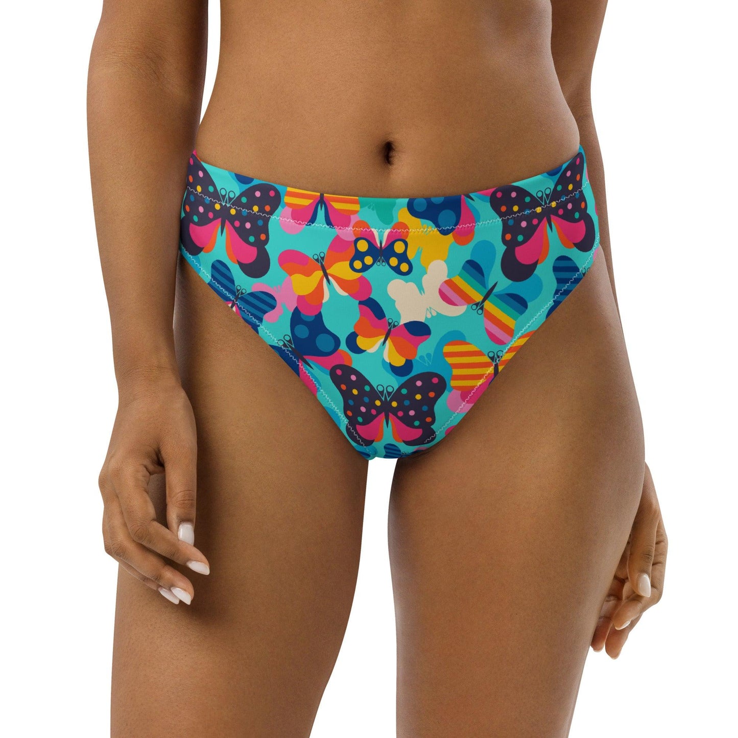 Bikini bottom with high waist (recycled) - FLYRAVE turquoise - SHALMIAK