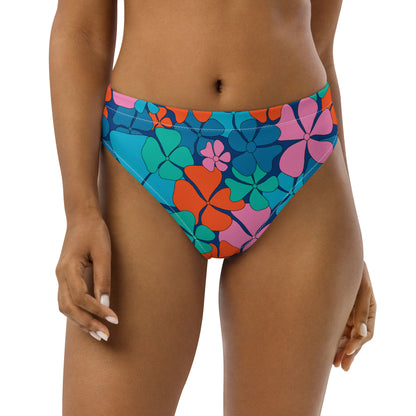 Bikini bottom with high waist (recycled) - ADELIE orange blue - SHALMIAK