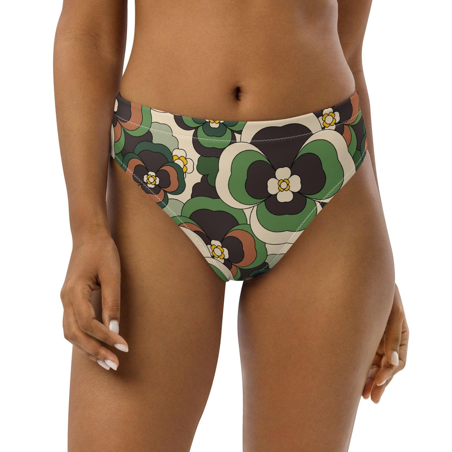 Bikini bottom with high waist (recycled) - PANSY FANTASY green - SHALMIAK