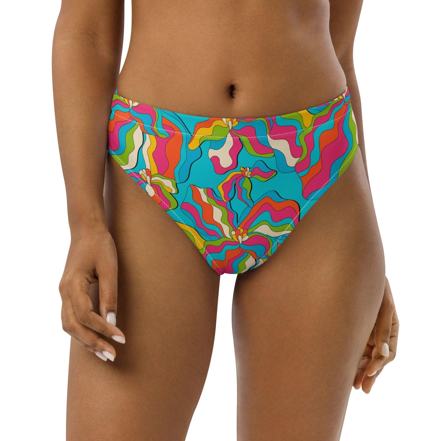 Bikini bottom with high waist (recycled) - SASSY IRIS turquoise - SHALMIAK