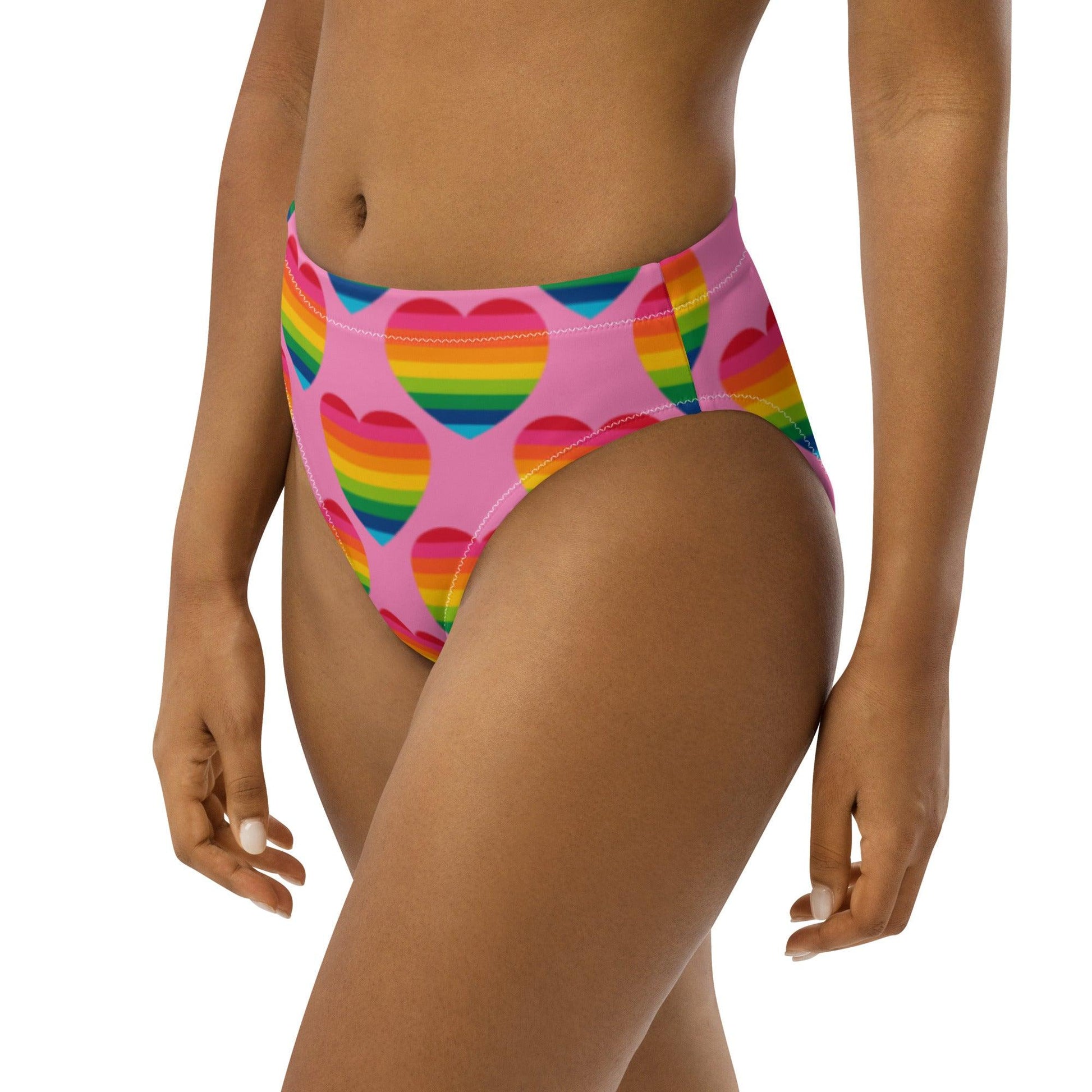 Bikini bottom with high waist (recycled) - ELLIE LOVE rainbow pink - SHALMIAK