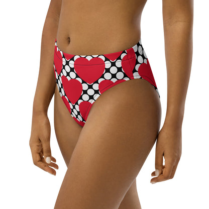 Bikini bottom with high waist (recycled) - ELLIE LOVE DOT red black - SHALMIAK