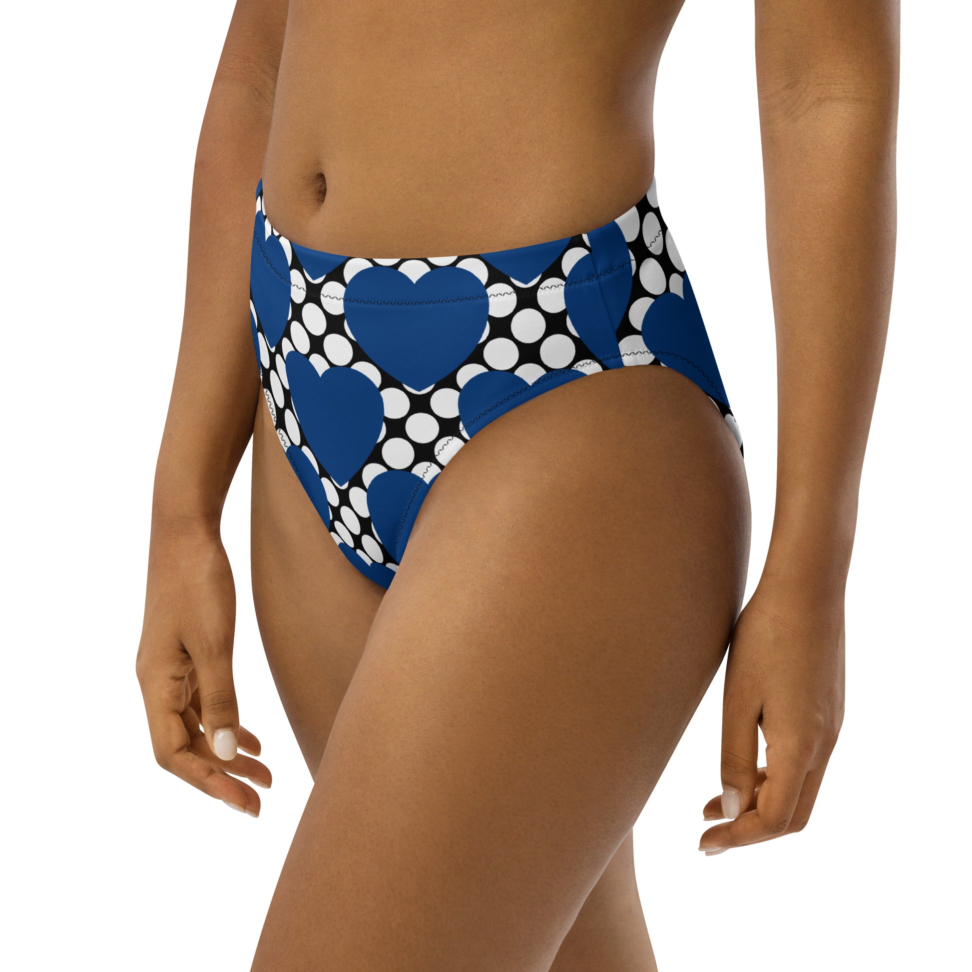 Bikini bottom with high waist (recycled) - ELLIE LOVE DOT blue black - SHALMIAK