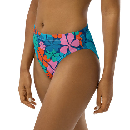 Bikini bottom with high waist (recycled) - ADELIE orange blue - SHALMIAK