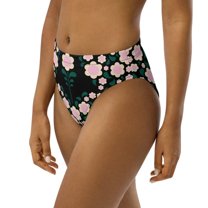 Bikini bottom with high waist (recycled) - HEARTBEAT pink black - SHALMIAK