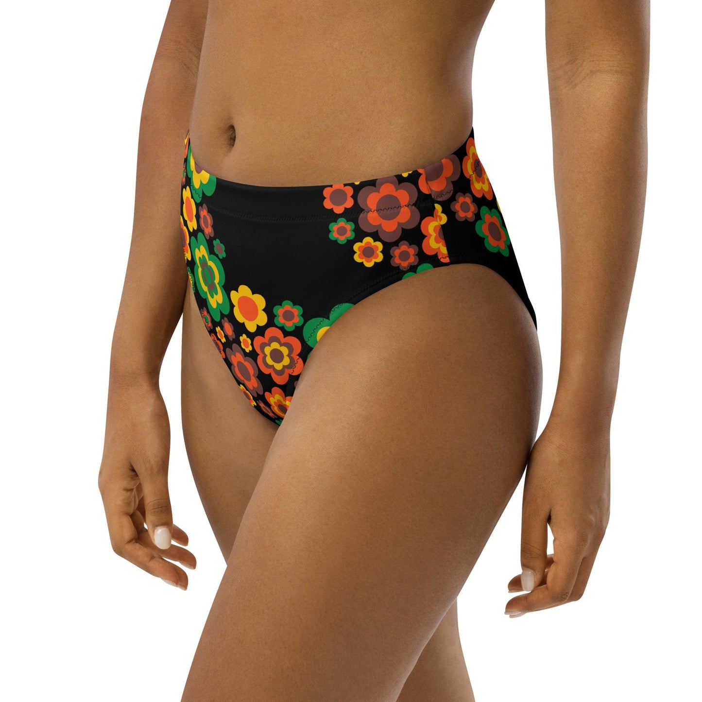 Bikini bottom with high waist (recycled) - FLORA FOREVER retro - SHALMIAK