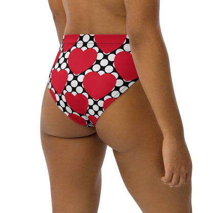 Bikini bottom with high waist (recycled) - ELLIE LOVE DOT red black - SHALMIAK