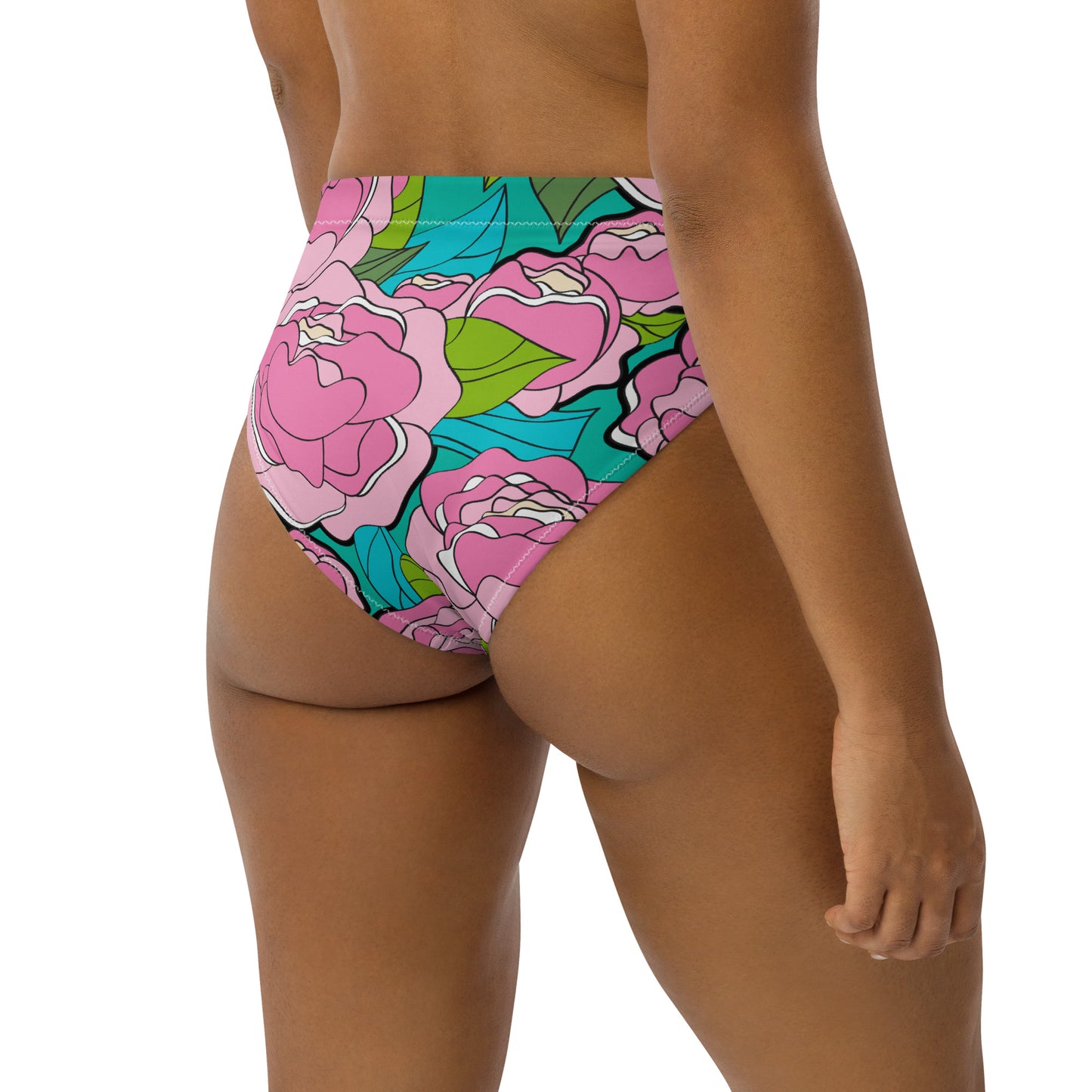 Bikini bottom with high waist (recycled) - BE MY ONLY pink turquoise - SHALMIAK