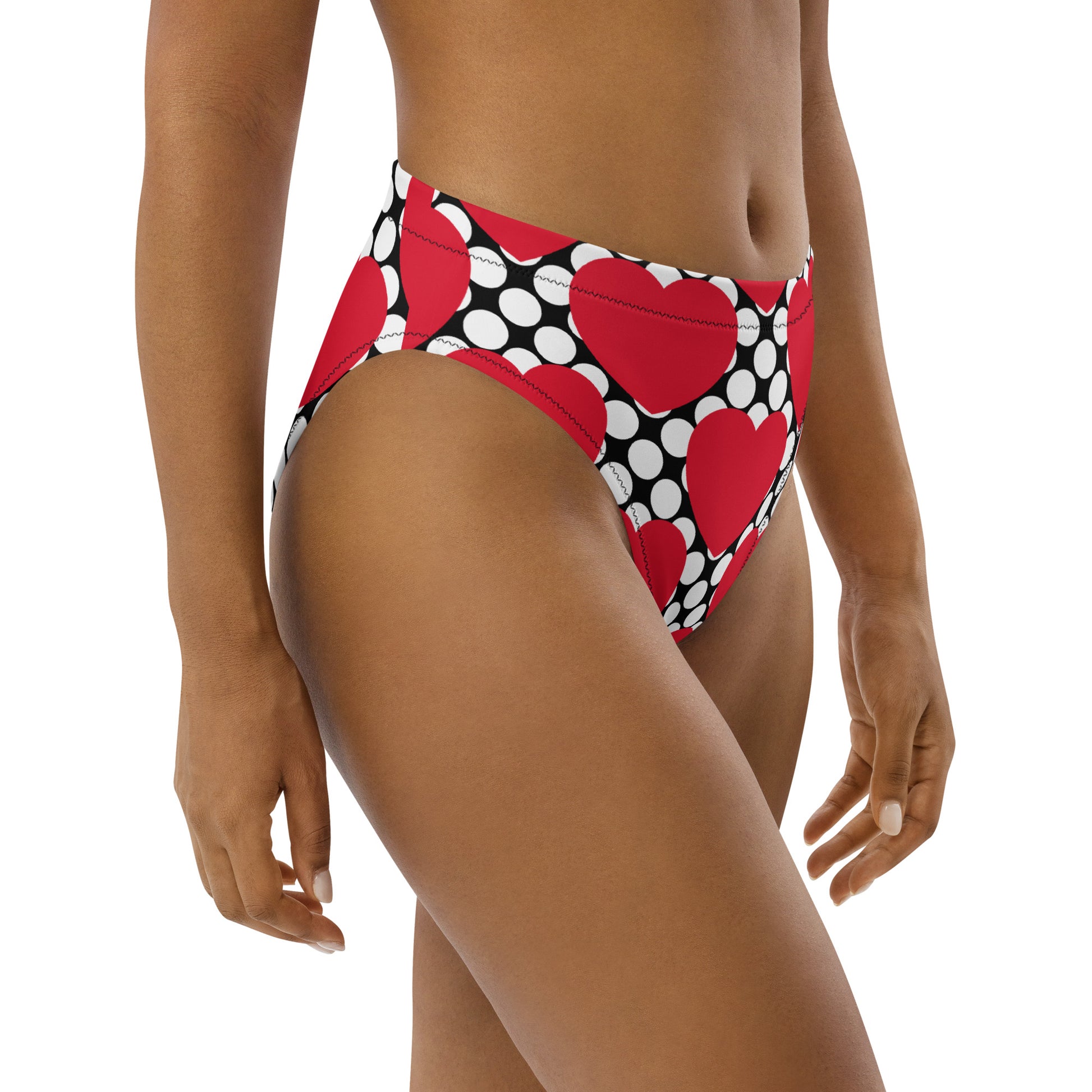 Bikini bottom with high waist (recycled) - ELLIE LOVE DOT red black - SHALMIAK