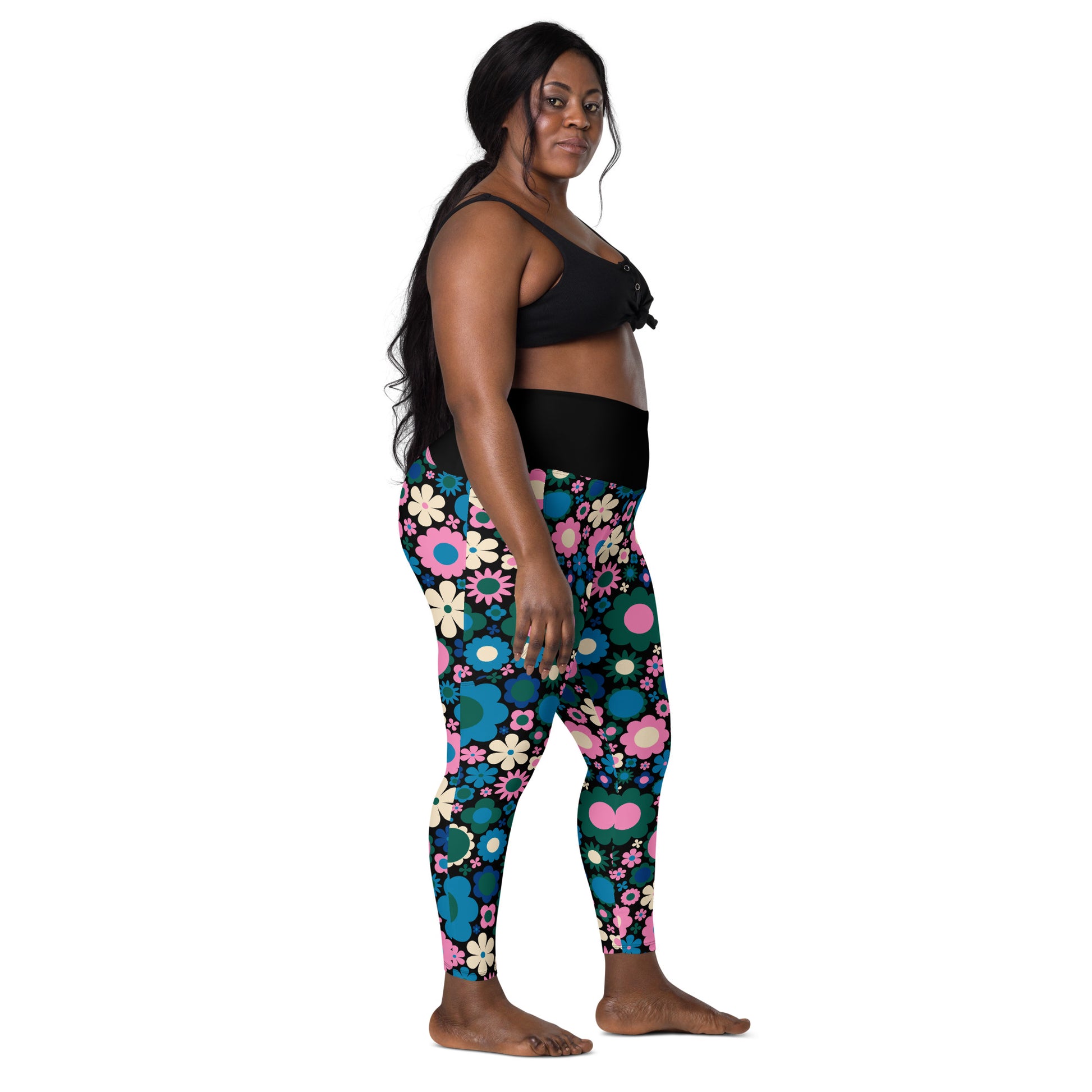 BLOOMPOP blue pink - Leggings With Pockets