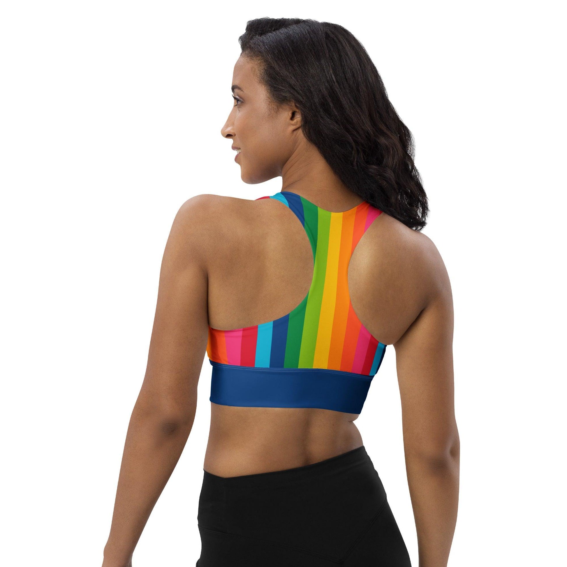 Sports Bra (recycled) - RAINBOW STRIPE vertical - SHALMIAK