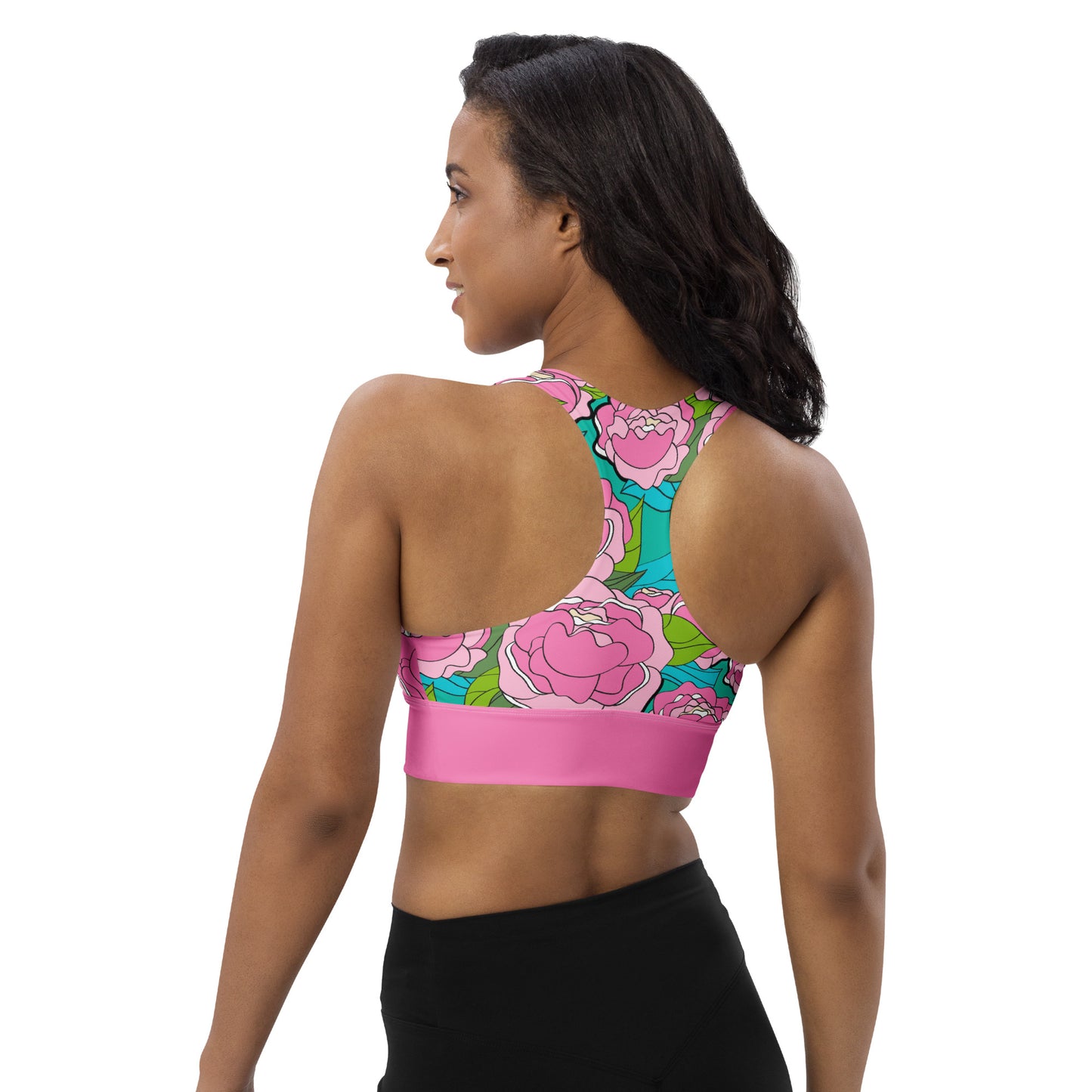 Sports Bra (recycled) - BE MY ONLY pink turquoise - SHALMIAK