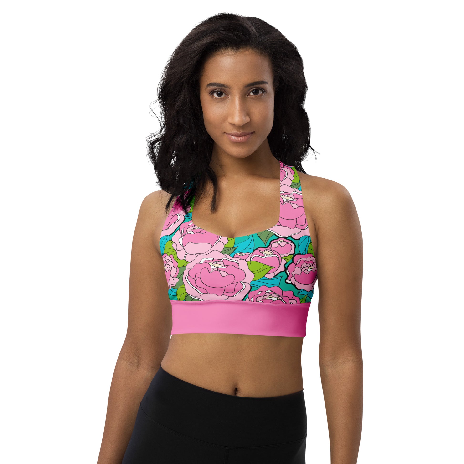 Sports Bra (recycled) - BE MY ONLY pink turquoise - SHALMIAK