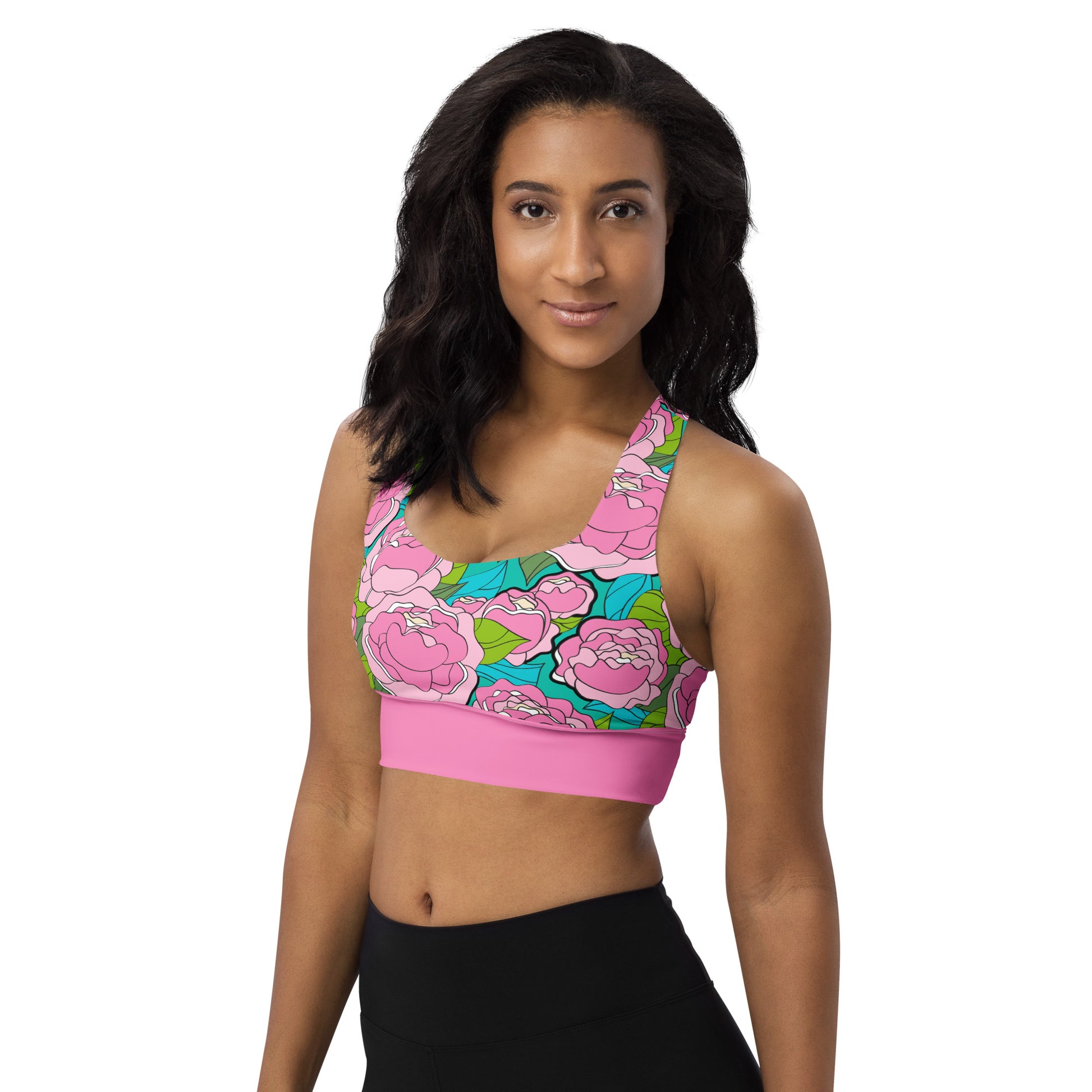 Sports Bra (recycled) - BE MY ONLY pink turquoise - SHALMIAK