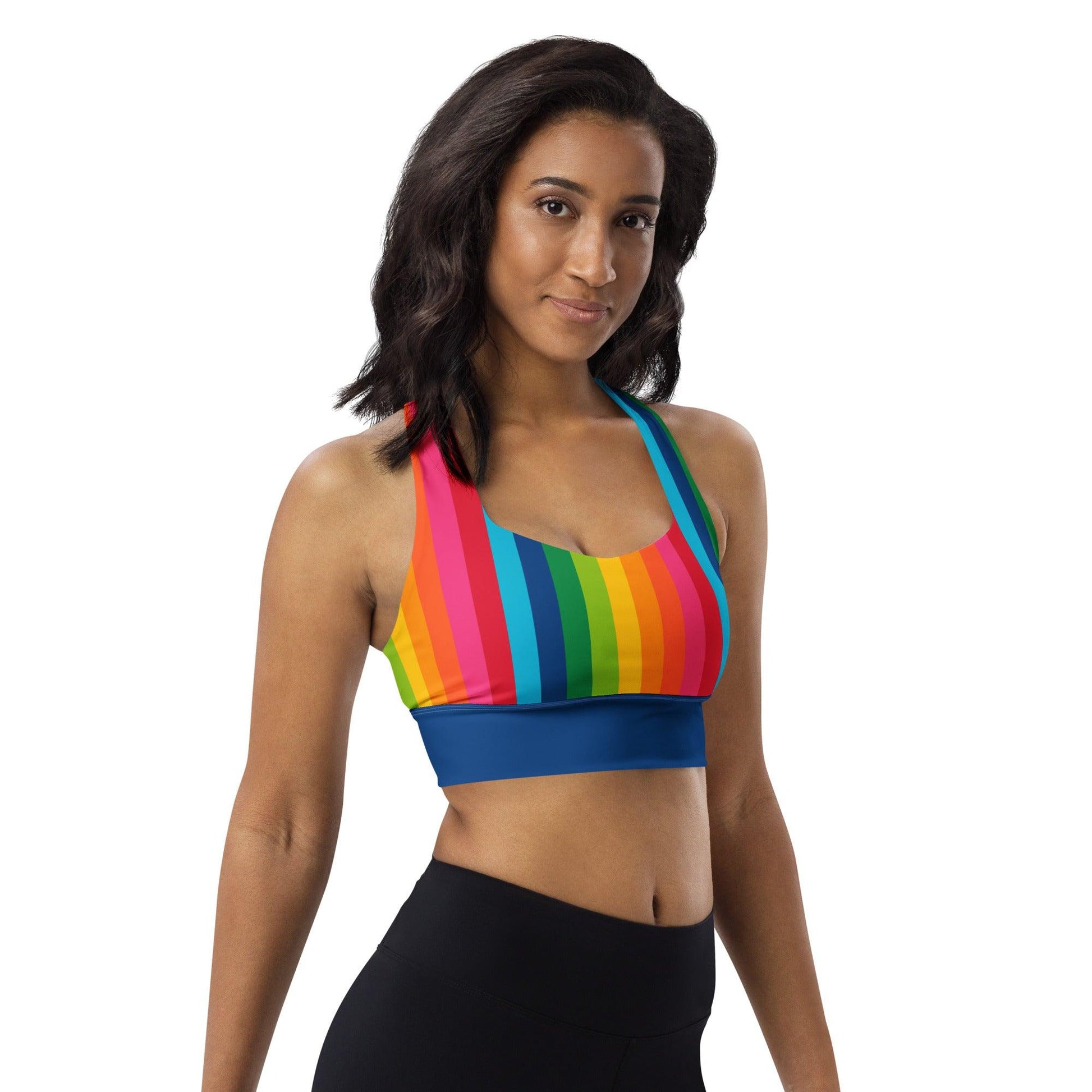 Sports Bra (recycled) - RAINBOW STRIPE vertical - SHALMIAK