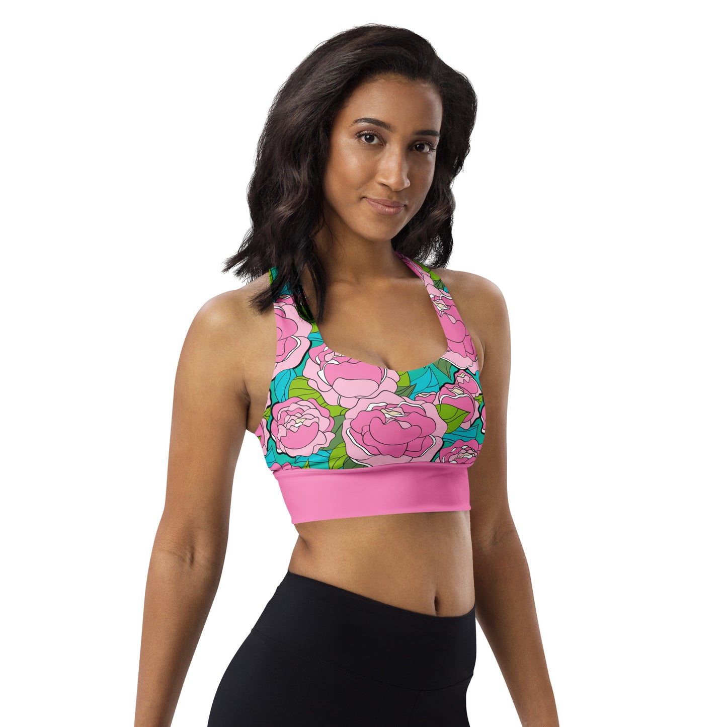 Sports Bra (recycled) - BE MY ONLY pink turquoise - SHALMIAK